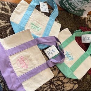 Trader Joe's Mini Pastel Tote Bag Set of 3